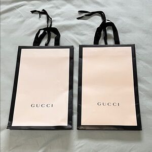 Gucci Black and White Shopping Bags